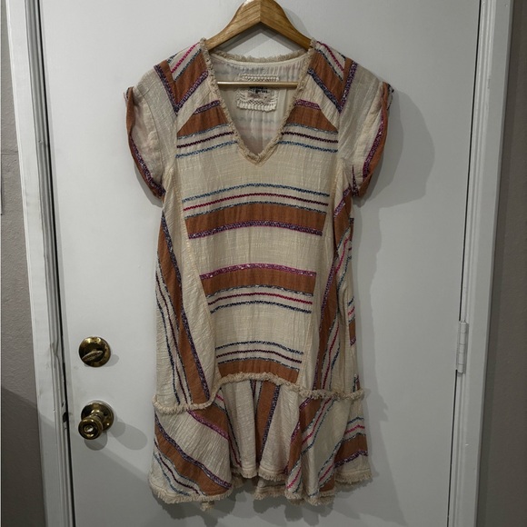Anthropologie Holding Horses Size XSP Elira  Earth Tone Striped Tunic Dress - Picture 4 of 9